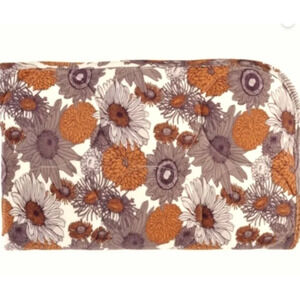 NWT Kate Quinn Caramel Mauve Sunflower Organic Cotton Quilt Blanket